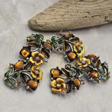 2 Hole Slider Beads -Qty 5 Antique Gold Floral Flower Olivine Green Metal Findings for Jewelry Making Crafting Necklaces Bracelets 968 N1