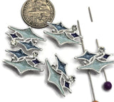2 Hole Slider Beads (5 pc) Star Rhinestone Enamel Metal Focal Jewelry Making, Crafting, Beading into Bracelets or Necklaces 954-N4