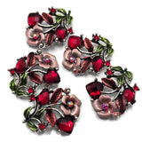 2 Hole Slider Beads -Qty 5 Antique Gold Floral Flower Red Ruby Siam Metal Findings for Jewelry Making Crafting Necklaces or Bracelets 965 n3