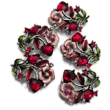 2 Hole Slider Beads -Qty 5 Antique Gold Floral Flower Red Ruby Siam Metal Findings for Jewelry Making Crafting Necklaces or Bracelets 965 n3