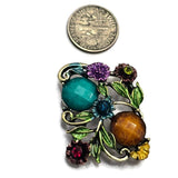 2 Hole Slider Beads -Qty 5 Antique Gold Floral Flower Muli Color Metal Findings for Jewelry Making Crafting Necklaces or Bracelets 969-M18