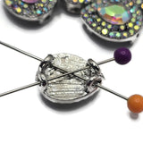 2 Hole Slider Beads (Qty 7) Clear AB Rhinestone Beading Findings for Crafting, Jewelry Making into Necklaces, Bracelets Silver Metal 961 N4