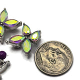 2 Hole Slider Beads (Qty 7) Clear AB Rhinestone Beading Findings for Crafting, Jewelry Making into Necklaces, Bracelets Silver Metal 960 N4