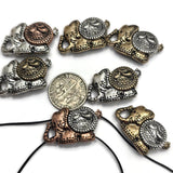 2 Hole Slider Beads (7 pc) Mixed Metal Focal Bead Findings for Jewelry Making, Beading, Crafting into Necklaces or Bracelets. 962-M7