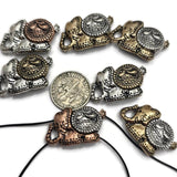 2 Hole Slider Beads (7 pc) Mixed Metal Focal Bead Findings for Jewelry Making, Beading, Crafting into Necklaces or Bracelets. 962-M7