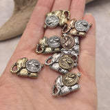 2 Hole Slider Beads (7 pc) Mixed Metal Focal Bead Findings for Jewelry Making, Beading, Crafting into Necklaces or Bracelets. 962-M7