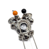 Elegant platinum silver slider beads featuring high-quality clear rhinestones arranged in a dimensional floral crystal cluster. A large faceted center stone is surrounded by marquise and round rhinestones for maximum sparkle and texture. These 2 hole jewelry making beads are ideal for double strand bracelets, bead weaving, necklaces, bridal accessories, seed bead jewelry, and glamorous handmade designs using pearls, gemstones, crystals, or silver jewelry components.
