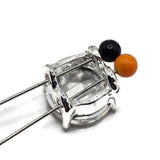 2 Hole Slider Beads (Qty 7) Clear Rhinestone Silver Metal Spacer Finding Crafting Beading Jewelry Making into Necklaces, Bracelets 982-M11