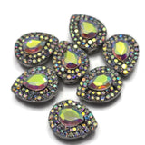 2 Hole Slider Beads (Qty 7) Clear AB Rhinestone Beading Findings for Crafting, Jewelry Making into Necklaces, Bracelets Silver Metal 961 N4