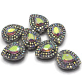 2 Hole Slider Beads (Qty 7) Clear AB Rhinestone Beading Findings for Crafting, Jewelry Making into Necklaces, Bracelets Silver Metal 961 N4