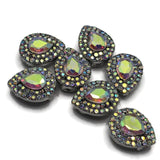 2 Hole Slider Beads (Qty 7) Clear AB Rhinestone Beading Findings for Crafting, Jewelry Making into Necklaces, Bracelets Silver Metal 961 N4