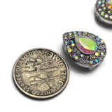 2 Hole Slider Beads (Qty 7) Clear AB Rhinestone Beading Findings for Crafting, Jewelry Making into Necklaces, Bracelets Silver Metal 961 N4