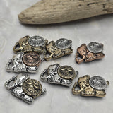 2 Hole Slider Beads (7 pc) Mixed Metal Focal Bead Findings for Jewelry Making, Beading, Crafting into Necklaces or Bracelets. 962-M7