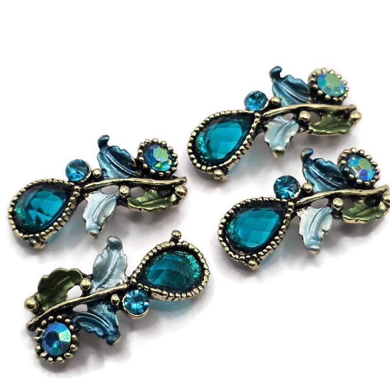 2 hole slider beads (Qty 4) Unique Metal Beads for Jewelry Making, Beading, or Crafting into Necklaces, Bracelets Flower Floral 817-N4 FST