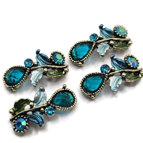 2 hole slider beads (Qty 4) Unique Metal Beads for Jewelry Making, Beading, or Crafting into Necklaces, Bracelets Flower Floral 817-N4 FST