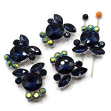 2 Hole Slider Beads (Qty 5) Montana Blue Rhinestone Beading Findings for Crafting, Jewelry Making Necklaces, Bracelets Silver Metal 979 M7