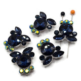 2 Hole Slider Beads (Qty 5) Montana Blue Rhinestone Beading Findings for Crafting, Jewelry Making Necklaces, Bracelets Silver Metal 979 M7
