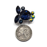 2 Hole Slider Beads (Qty 5) Montana Blue Rhinestone Beading Findings for Crafting, Jewelry Making Necklaces, Bracelets Silver Metal 979 M7