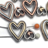 2 Hole Slider Beads (10 pc) Silver Gold Metal Focal Heart Spacer for Jewelry Making, Crafting, Beading Bracelets Necklaces Earrings 986-M7