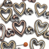 2 Hole Slider Beads (10 pc) Silver Gold Metal Focal Heart Spacer for Jewelry Making, Crafting, Beading Bracelets Necklaces Earrings 986-M7