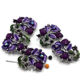 2 Hole Slider Beads -Qty 5 Antique Gold Floral Flower Jet Black Metal Findings for Jewelry Making Crafting Necklaces or Bracelets 981-M11