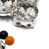 2 Hole Slider Beads (Qty 7) Clear Rhinestone Silver Metal Spacer Finding Crafting Beading Jewelry Making into Necklaces, Bracelets 982-M11