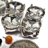 2 Hole Slider Beads (Qty 7) Clear Rhinestone Silver Metal Spacer Finding Crafting Beading Jewelry Making into Necklaces, Bracelets 982-M11