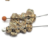 Dimensional flower 2 hole slider bead featuring a polished bright gold base with copper, soft gold, and white enamel floral accents. Perfect for romantic bracelets, bridal jewelry, bead weaving, multi-strand designs, and feminine handmade jewelry.
