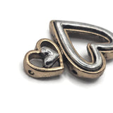 2 Hole Slider Beads (10 pc) Silver Gold Metal Focal Heart Spacer for Jewelry Making, Crafting, Beading Bracelets Necklaces Earrings 986-M7