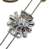 2 Hole Slider Beads -Qty 4 Platinum silver Metal Daisy Enamel Focal Metal Findings for Jewelry Making Crafting Necklaces Bracelets 995-N12