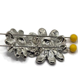 Three mixed double-daisy 2 hole slider beads for jewelry making featuring coordinating blue enamel flowers in platinum silver metal. Each focal bead combines two dimensional daisy designs with textured silver centers and cool-toned enamel petals ranging from pale silvery blue to deeper slate blue. Decorative floral beads for handmade bracelets, necklaces, bead weaving, double-strand jewelry, botanical designs, spring jewelry, DIY beading projects, and jewelry making at home.