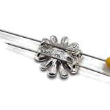 Bright silver flower 2 hole slider beads featuring soft pink enamel petals for bracelet making and handmade jewelry designs. These 17 mm floral focal beads combine reflective silver petals with translucent-looking pink enamel details for a dimensional botanical design. Two holes spaced approximately 5 mm apart provide versatile stringing options for double-strand bracelets, bead weaving, necklaces, cuffs, and multi-strand jewelry. Decorative jewelry-making supplies