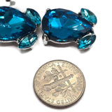 2 Hole Slider Beads (Qty 5) Capri Blue Rhinestone Metal Focal Findings for Crafting Beading Bracelets Necklaces or Jewelry Making 992- N12