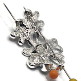 Beautiful silver floral focal beads featuring contrasting light blue, dark navy, and pearly ivory enamel flowers. Each decorative jewelry component showcases three overlapping blossoms with softly textured petals, polished silver borders, and delicate openwork metallic flower accents. These 2 Hole Slider Beads are perfect for handmade jewelry designs, double-strand bracelets, necklace making, and bead weaving.