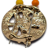 Elegant Tree of Life 2 Hole Slider Beads featuring beautiful purple, lavender, light blue, and white enamel accents against a shiny gold finish. These colorful round focal beads feature raised gold branches, delicate leaves, and decorative openwork detailing. Excellent jewelry making components for creating multi-strand bracelets, unique necklace designs, inspirational jewelry, and handcrafted accessories. Beautiful additions to beading supplies