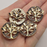 Elegant Tree of Life jewelry making beads featuring intricate gold tree designs with chocolate brown, taupe, beige, and ivory enamel leaves. This mixed color package includes beautiful round focal beads with deep brown and pearly ivory textured backgrounds. These decorative 2 Hole Slider Beads are ideal for bracelet making, necklace designs, beaded jewelry, and handmade accessories. Unique jewelry findings for creating inspirational jewelry, nature-inspired designs, and handmade gifts.