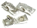 Silver fold over magnetic clasp set with rope‑edge frames and hammered/engraved lids. Cutout cavity on one side houses knots/crimps; two holes per side make double‑strand layouts easy. Optimized for searches like bracelet clasps, jewelry clasps, necklace clasps, magnetic clasps, silver 2‑hole findings, and jewelry making.