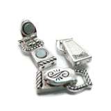 Decorative silver magnetic clasp, fold‑over style with clean, low‑profile lock. Dual holes per end for 2‑hole stringing and a recessed channel to hide crimps. Popular for bead weaving bracelet clasps and refined necklace clasps. Ideal jewelry clasps for DIY, components for crafting and beading.