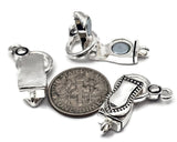 Silver foldover magnetic bracelet clasps with one vertical and one horizontal loop. Works as bracelet clasps or necklace clasps for single strand or multi strand projects. Magnetic jewelry clasps that close quickly and stay aligned. Ideal for bead weaving, peyote cuffs, and stringing. Keywords: magnetic bracelet clasps, magnetic jewelry clasps, magnetic necklace clasps, bracelet clasps.