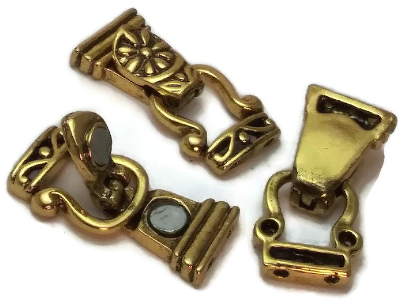 Gold Magnetic Clasps (Qt 4) Double Strand Clasps 2 strand Clasps Bright Gold Clasps Fold Over Magnetic Clasps Magnet Clasps 1213 gld
