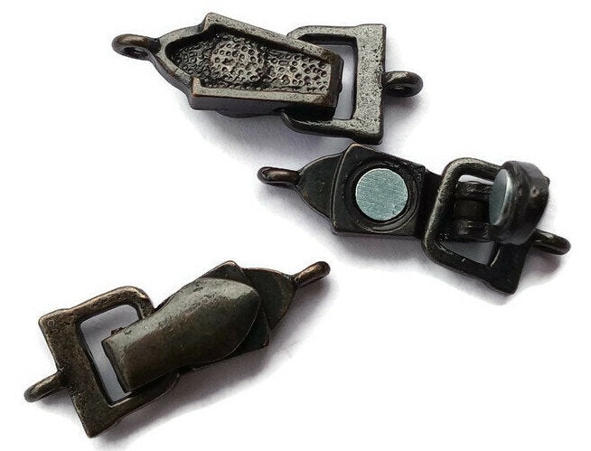 Fold Over Magnetic Clasp Dark Antique Brass Single Strand 7857 Necklace Clasp Bracelet Clasps