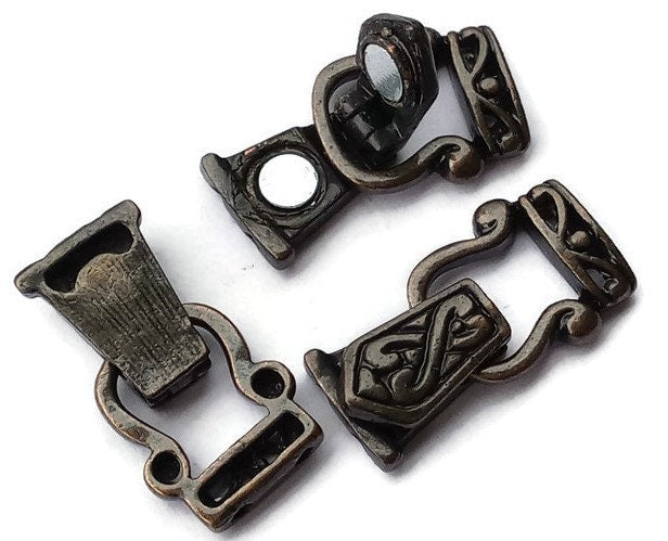 20 Magnetic Clasps Fold Over Dark Antique Brass Magnetic Clasps Closures 1209