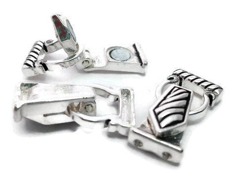 Fold Over Magnetic Clasps Clasp Bright Silver Clasp Striped Double Strand Clasp 2 Hole Magnetic Clasp Bracelet Clasp-9469