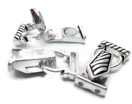 Fold Over Magnetic Clasp (qty 20) Bright Silver Clasps Striped Double Strand Clasps 2 Hole Clasps Magnetic Clasp-9469