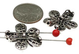 Slider Beads (4 pcs) Rhinestone Beads 2 hole Beads Floral Flower Beads Mixed Metal Spacer Beads Silver Ornate Beads 191-N1