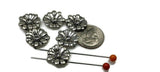 2 Hole Slider Beads (6 pc) Floral Beads Flower Beads Sliderbeads Silver Beads Bracelet Beads Necklace Beads Double Strand Beads  230-M5
