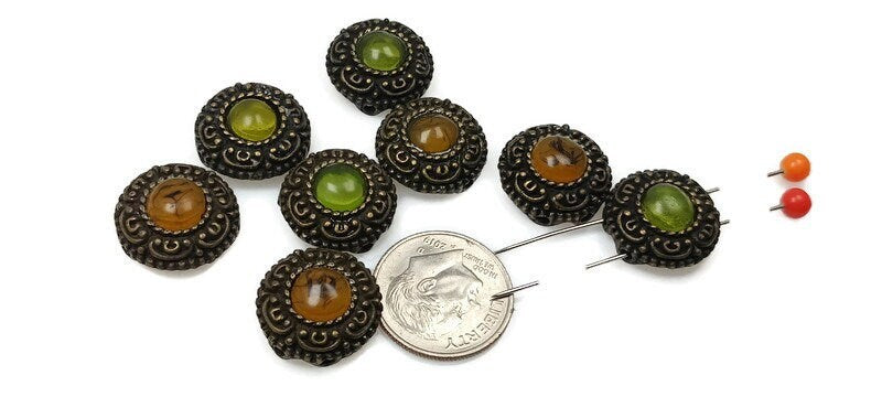 2 Hole Slider Beads (8 pc) Antique Brass Beads Vintage Looking Beads  Sliderbeads Bracelet Beads Necklace Beads Round Beads 254-N5