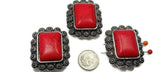 2 Hole Slider Beads (3 pc) Large Western Beads Star Beads Red Turquiose Beads Western Style Beads Sliderbeads Silver Beads 239-N5