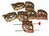 7 2 hole Slider Beads Owl Beads Copper and Gold Beads Animal Beads