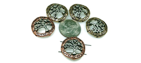 2 Hole Slider Beads (5 pc) Tree of Life Beads Sliderbeads Mixed Metal Beads Unqiue Metal Beads Bracelet Beads Necklace Beads 291-N5